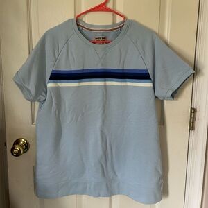 Light Blue Striped Short Sleeve Sweatshirt